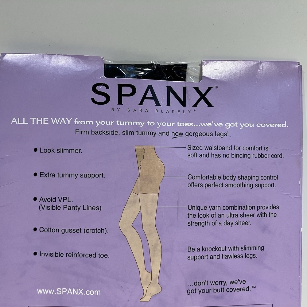 Spanx All The Way Full Length Black Hose Sara Blakely New Size C Super Control - Picture 8 of 12